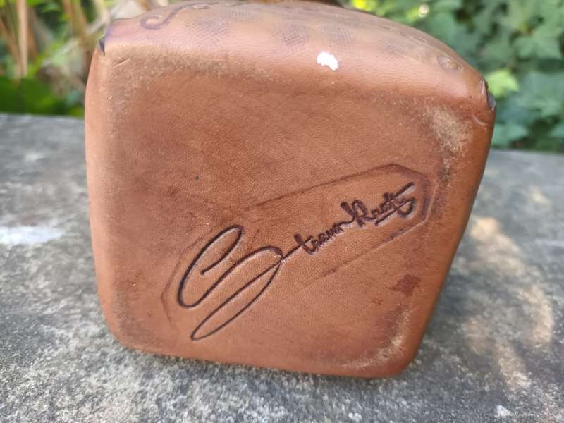 VINTAGE Hand Tooled Leather Wrapped Decanter Bottle