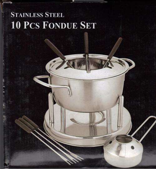 Stainless steel 10 piece fondue set as in pic