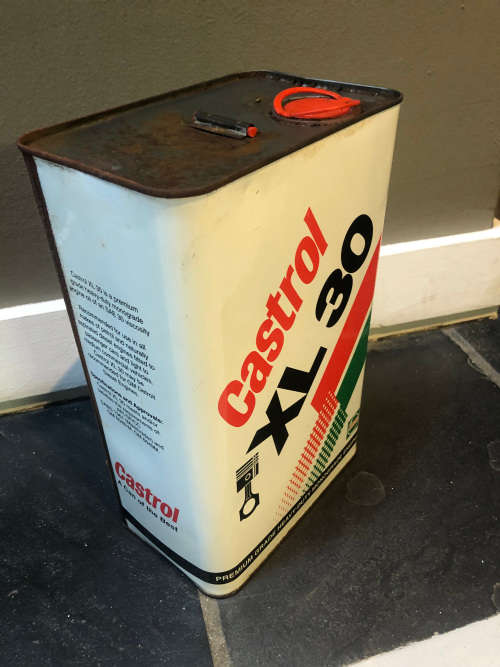 2 EMPTY CASTROL 5L OIL CANS 1980s
