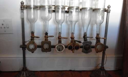 Antique chrome pub optic stand with brass optics