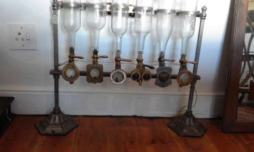 Antique chrome pub optic stand with brass optics