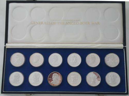 PROOF SILVER SET OF MEDALLIONS OF THE GENERALS OF THE ANGLO-BOER WAR  - 1977
