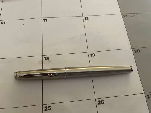 Waterman Hemisphere Fountain Pen Medium Nib - Chrome satin Brush Finish