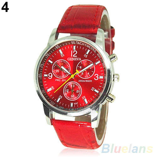 Mens Womens Fashion Faux Leather Band Quartz Analog Dress Bracelet Wrist Watch