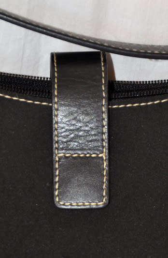 LAUREN RALPH LAUREN (LRL) BLACK NYLON BAG WITH BLACK LEATHER STRAPS AND SILVER METAL DETAILS