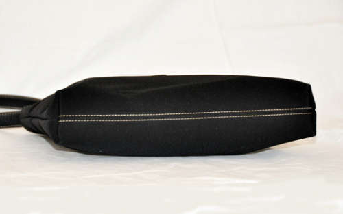 LAUREN RALPH LAUREN (LRL) BLACK NYLON BAG WITH BLACK LEATHER STRAPS AND SILVER METAL DETAILS