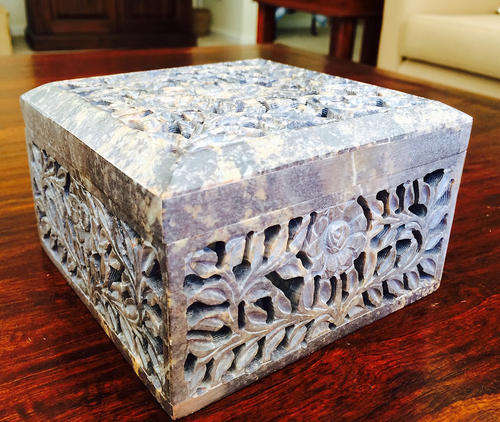 ENCHANTING STONE CARVED TRINKET BOX