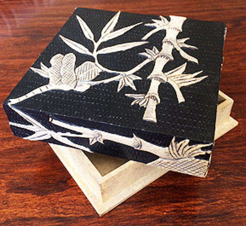 BEAUTIFUL BAMBOO THEMED STONE TRINKET BOX