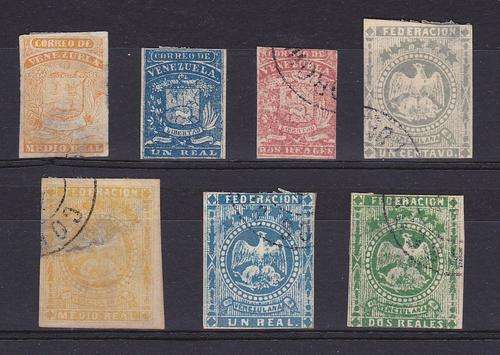 VENEZUELA MIXED SELECTION OF EARLY STAMPS - IMPERFORATED (7)