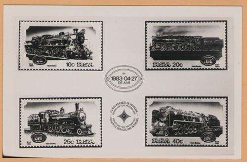 SOUTH AFRICA RAILWAYS PHILATELIC SERVICES PUBLICITY PHOTOGRAPH OF THE (4) ISSUED STAMPS 1983/04/27