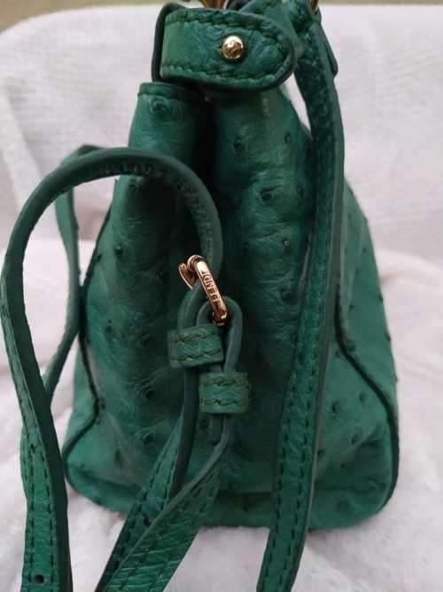 FENDI PEEKABOO ICONIC GREEN OSTRICH LEATHER BAG