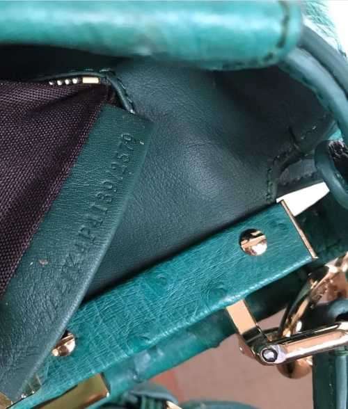 FENDI PEEKABOO ICONIC GREEN OSTRICH LEATHER BAG
