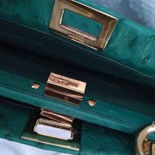 FENDI PEEKABOO ICONIC GREEN OSTRICH LEATHER BAG