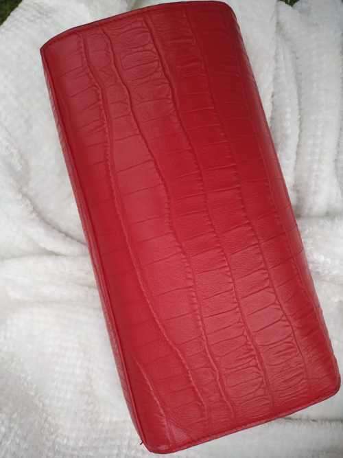 YVES SAINT LAURENT Red Croc Embossed Leather Kate Clutch Bag