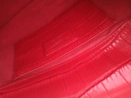 YVES SAINT LAURENT Red Croc Embossed Leather Kate Clutch Bag