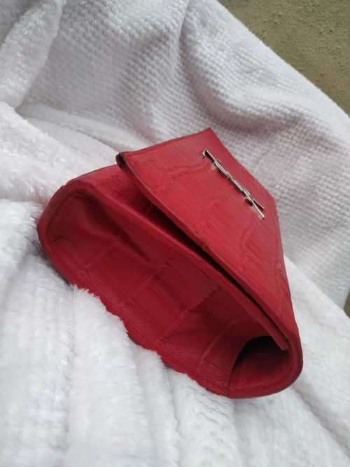 YVES SAINT LAURENT Red Croc Embossed Leather Kate Clutch Bag