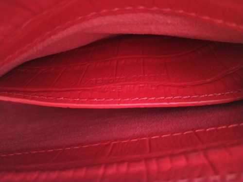 YVES SAINT LAURENT Red Croc Embossed Leather Kate Clutch Bag