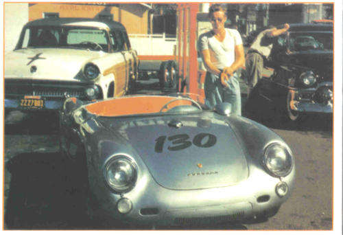 James Dean and his Porche -- Postcard