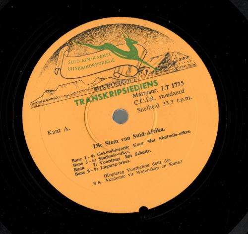 Die Stem van Suid-Afrika  --  The Call of South Africa  -- LP, Langspeelplaat