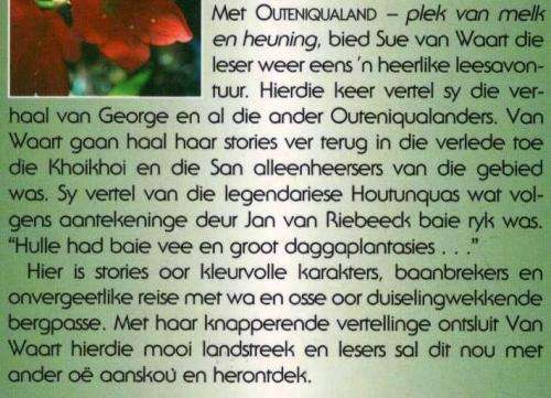 Outeniqualand - Plek van Melk en Heuning  --  Sue van Waart