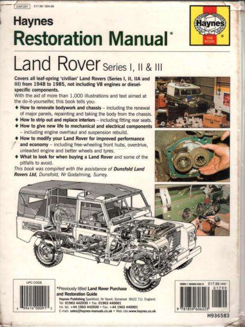 Land Rover Series 1, 11 and 111 Restoration Manual  --  Haynes
