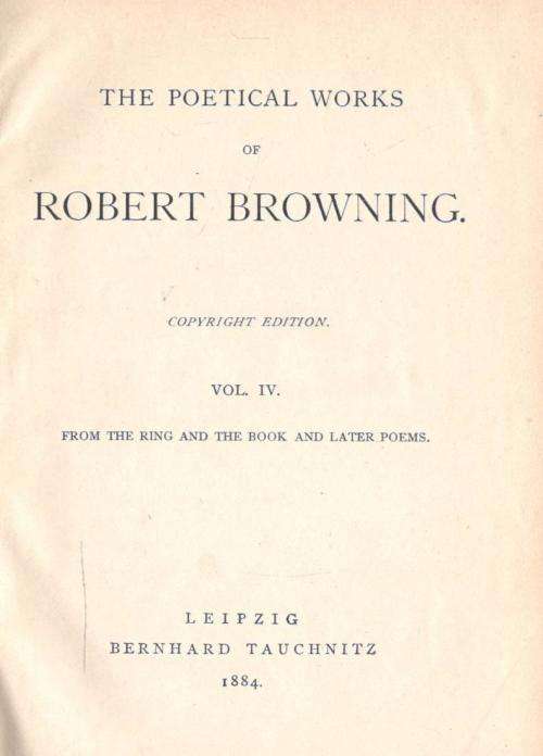 Poetical Works of Robert Browning Vol lV