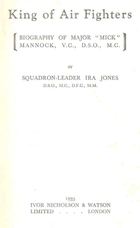 King of Air Fighters --   Squadron-Leader Ira Jones