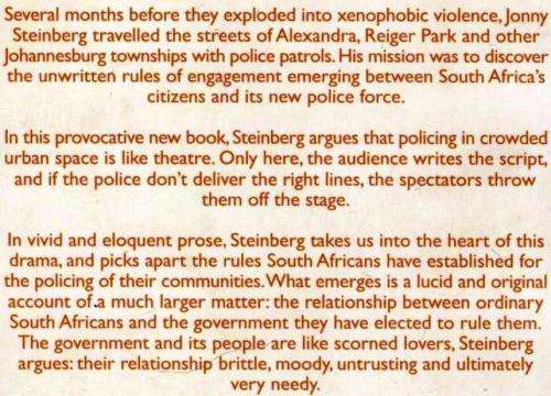 Thin Blue Line  --  The Unwritten Rules of Policing South Africa  --  Jonny Steinberg