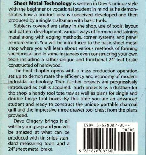 Sheet Metal Technology  -  David J Gingery
