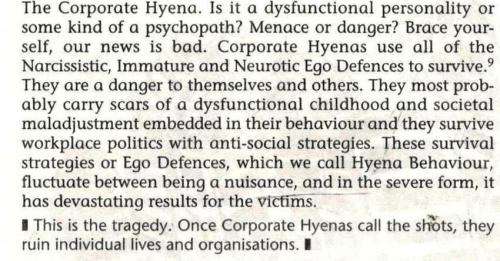 Corporate Hyenas at Work - How to Spot and Outwit Them by Being Hyenawise