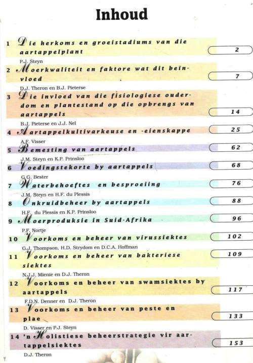Handleiding vir Artappelvebouing in Suid-Afrika  --  Redakteur : P J Steyn