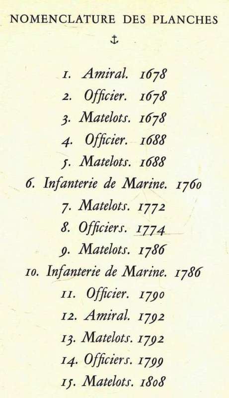 Costumes de la Marine Francaise  1678 - 1808