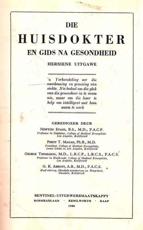 Die Huisdokter en Gids na Gesondheid  --  1938