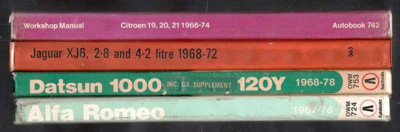 4 Car Manuals 1  - Citroen -Jaguar - Datsun - Alfa Romeo