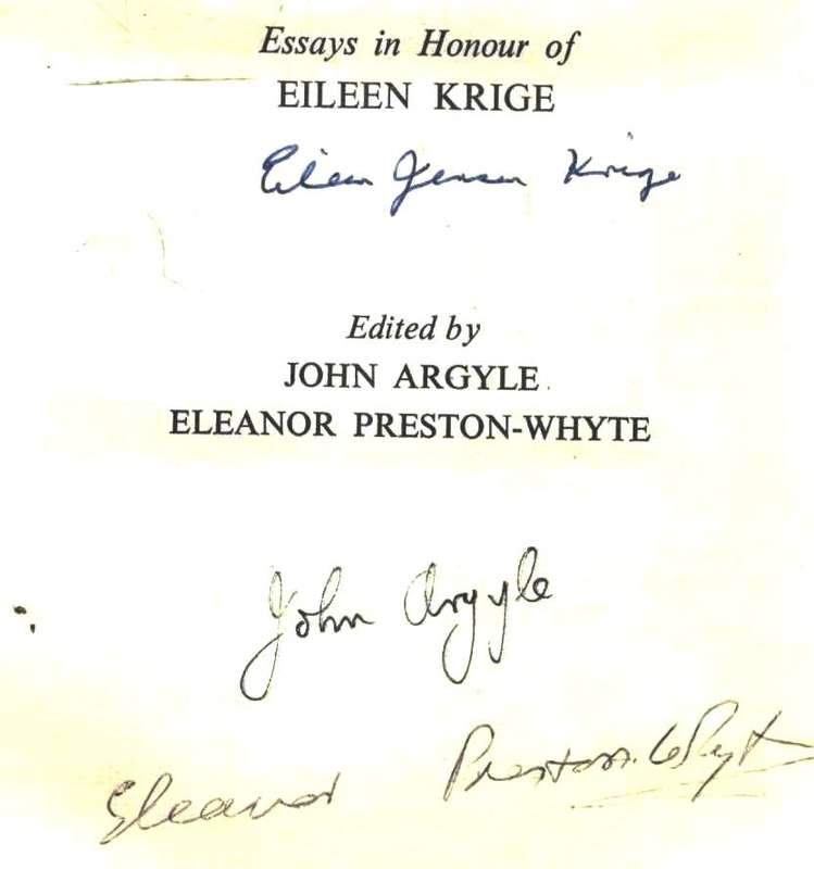 Social System and Tradition in Southern Africa  --  Eileen Krige  --  Signed