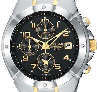 PULSAR Two Tone Chronograph Mens Watch