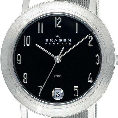 SKAGEN Denmark Black Dial Mesh Band Ladies Watch