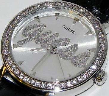 GUESS Crystal Accented Logo Ladies Watch