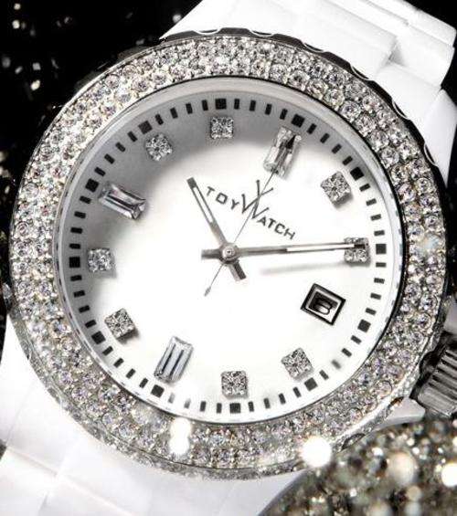 TOYWATCH Crystal Accented Plasteramic Large Dial Ladies Watch