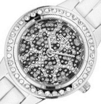GUESS Petite Crystal Accented Animal Print Ladies Watch