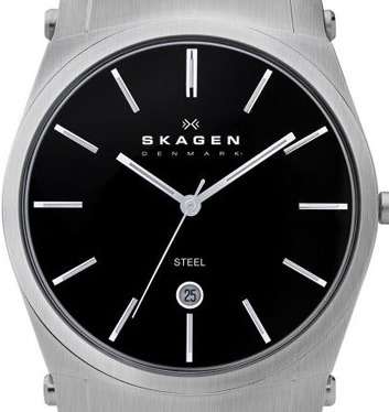 SKAGEN Denmark Steel Collection Black Dial Mens Watch
