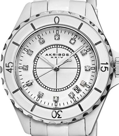 AKRIBOS XXIV Crystal Accented Ceramic Ladies Watch