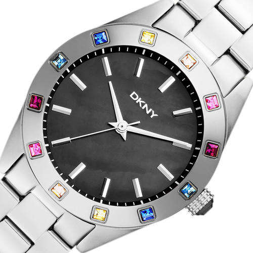 DKNY Coloured Crystal Accented Mother Of Pearl Dial Ladies Watch