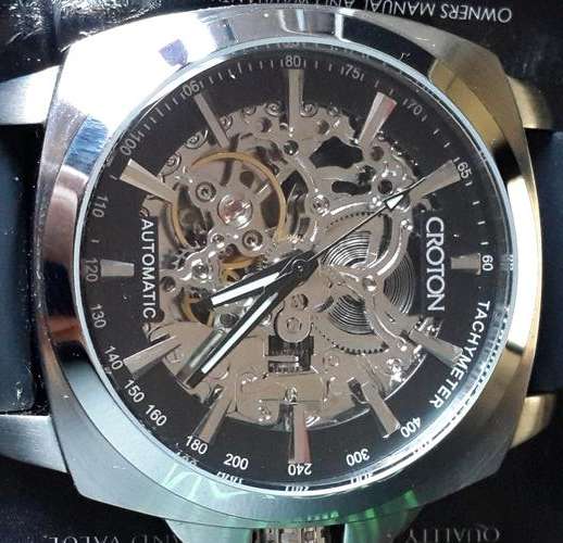 CROTON Skeleton Automatic Tachymeter Mens Watch