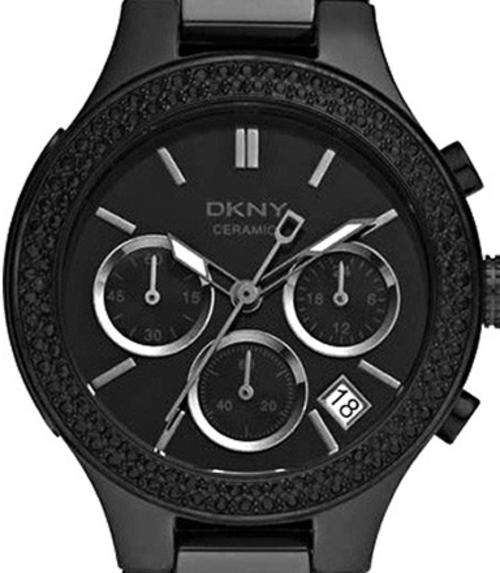 DKNY Crystal Accented Ceramic Chronograph Ladies Watch