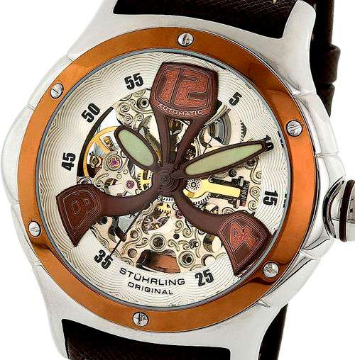 STUHRLING Champion Alpine Automatic Skeleton Mens Watch