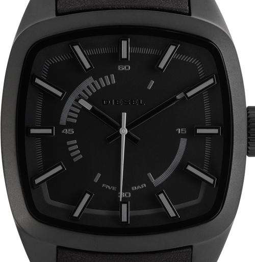 DIESEL Blackout Leather Band Mens Watch