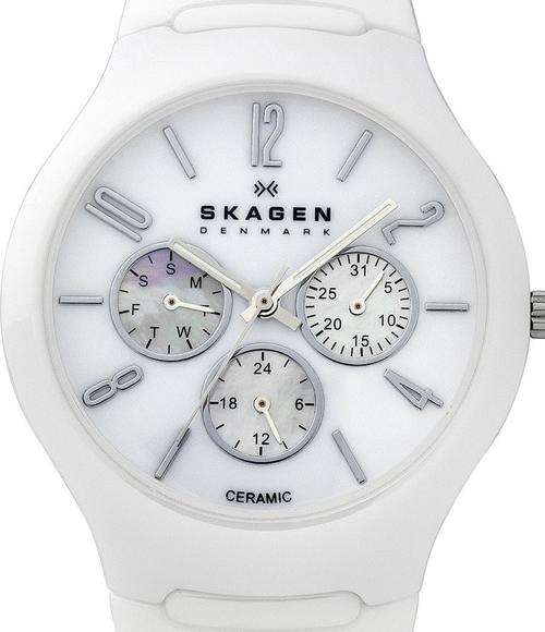 SKAGEN Denmark Multifunction White Ceramic Ladies Watch