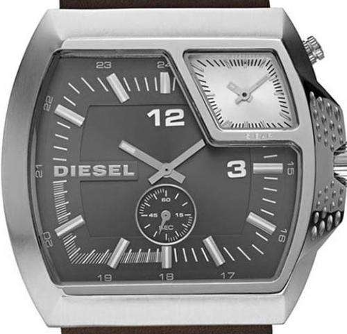 DIESEL Dual Time Brown Leather Mens Watch