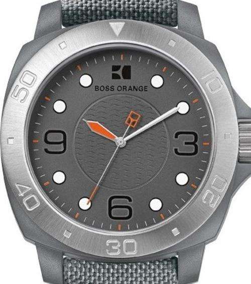HUGO BOSS Grey Fabric Strap Mens Watch